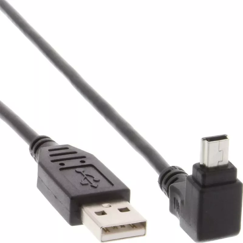 Techly USB 2.0 kabel A-stekker / Mini B-stekker 90° 1,8 m zwart ICOC MUSB-AA-018ANG