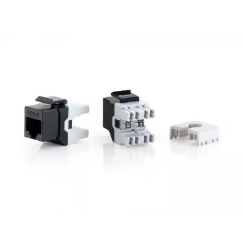Equip Cat.6 ongeafschermde keystone jack LSA, 8 stuks/pakket, plat, zwart, LSA, LSA, goud, 23/26