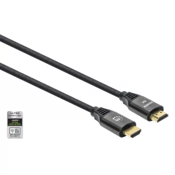 HDMI-kabel Manhattan 8K@60Hz 1m gevlochten stekker naar stekker zwart