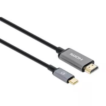 Manhattan USB-C naar HDMI-kabel, 4K@60Hz, 2m, zwart, stekker naar stekker, drie jaar garantie, komt overeen met CDP2HD2MBNL