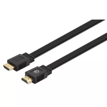 Manhattan HDMI-kabel met ethernet (plat), 4K@60Hz (Premium High Speed), 5m, stekker naar stekker, zwart, Ultra HD 4K x 2K, volledig afgeschermd, vergulde contacten, levenslange garantie