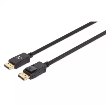 Manhattan DisplayPort 1.4 kabel, 8K@60Hz, 3m, gevlochten kabel, stekker naar stekker, met vergrendelingen, volledig afgeschermd, zwart, levenslange garantie, komt overeen met DP14MM3M