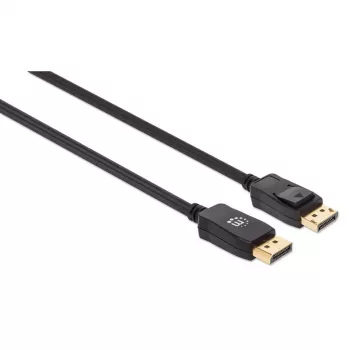 Manhattan DisplayPort 1.4 kabel, 8K@60Hz, 3m, gevlochten kabel, stekker naar stekker, met vergrendelingen, volledig afgeschermd, zwart, levenslange garantie, komt overeen met DP14MM3M