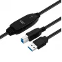 USB 3.2 Gen 1 A-B actieve kabel MicroConnect 10 m, zwart, USB A naar USB B