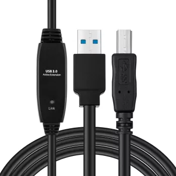 USB 3.2 Gen 1 A-B actieve kabel MicroConnect 10 m, zwart, USB A naar USB B