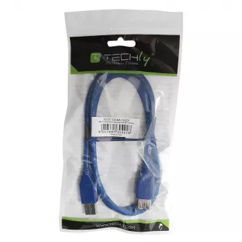 Techly USB 3.0 verlengkabel A stekker / A bus 3 m blauw ICOC U3-AA-30-EX