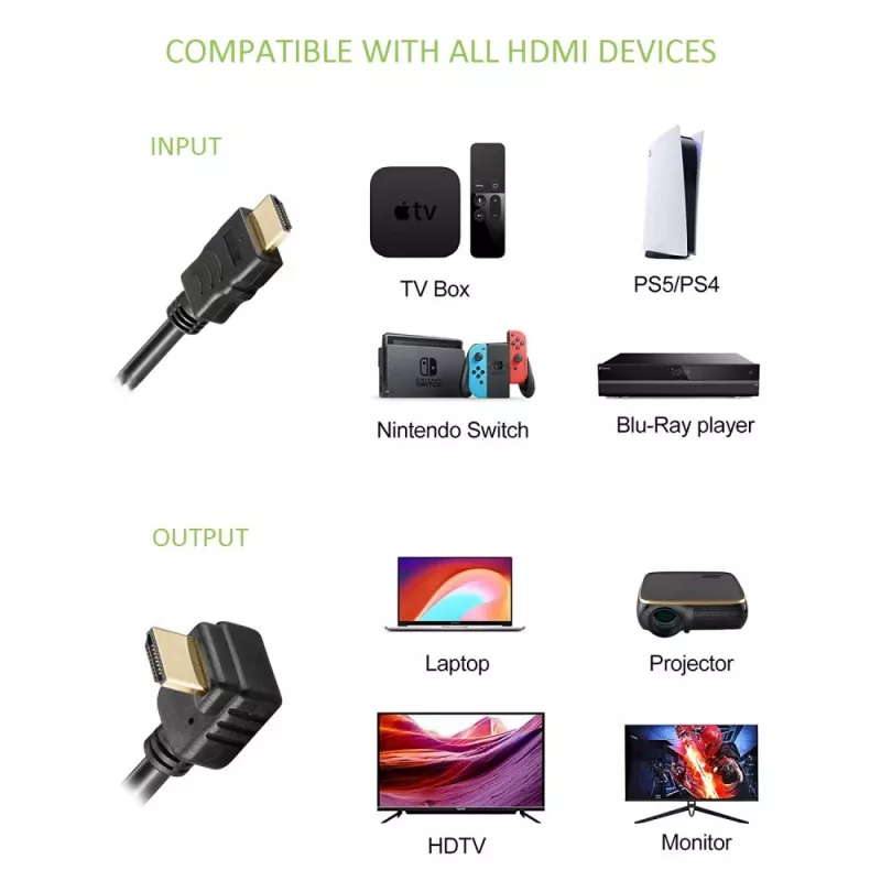 Techly 5m High Speed HDMI-kabel met Ethernet A/A M/M haaks zwart ICOC HDMI-LE-050