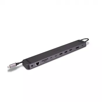 Lindy DST-Mini XT 810, USB-C laptop mini-dockingstation met enkel scherm (8K) of dual-scherm (4K60) en 100W doorvoerlading