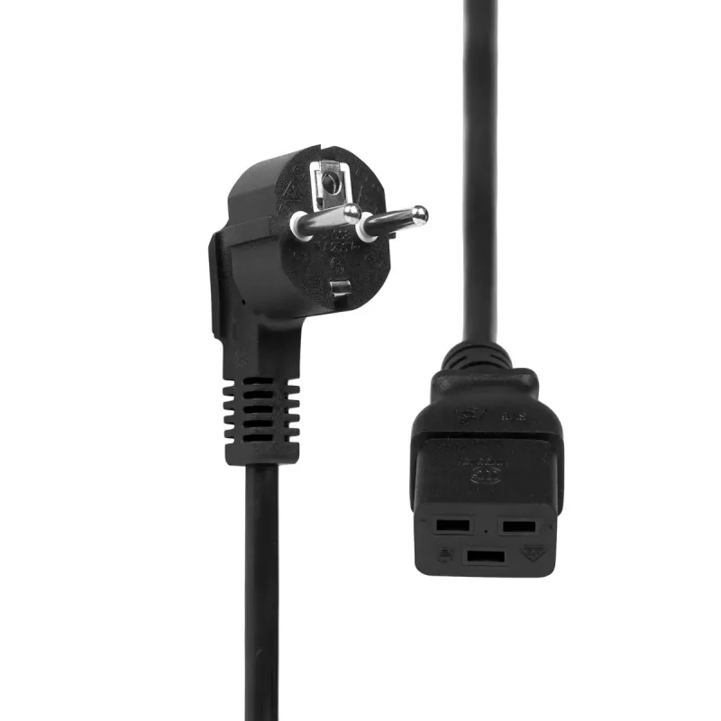 ProXtend haakse Type-F Schuko naar C19 stroomkabel zwart 1m 250V 10A
