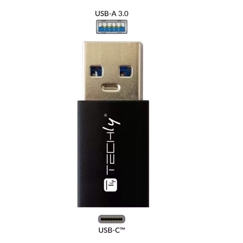 USB-adapter Techly IADAP USB3-AFT USB A naar USB C zwart
