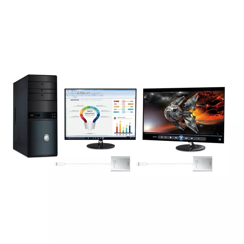 j5create JUA354 USB 3.0 naar 4K HDMI display-adapter zilver