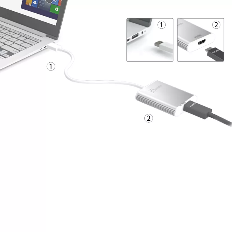 j5create JUA354 USB 3.0 naar 4K HDMI display-adapter zilver