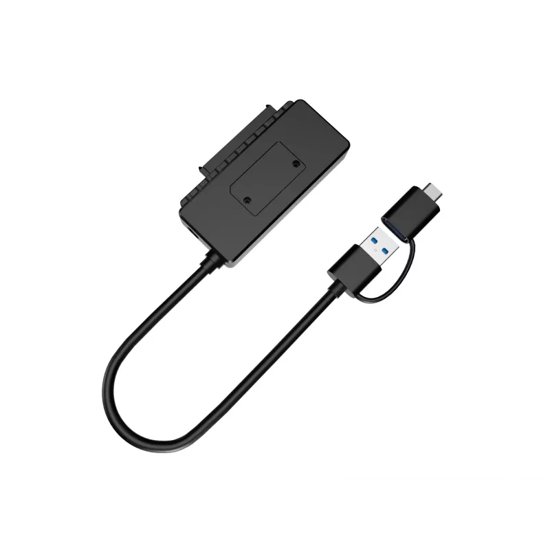 Conceptronic ABBY21B USB 3.0 SATA-adapter met voeding, 2,5 inch/3,5 inch SATA HDD/SSD, 2-in-1 USB-C/A-kabel