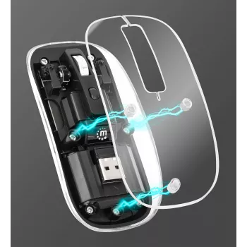 Draadloze muis Manhattan transparant oplaadbaar USB