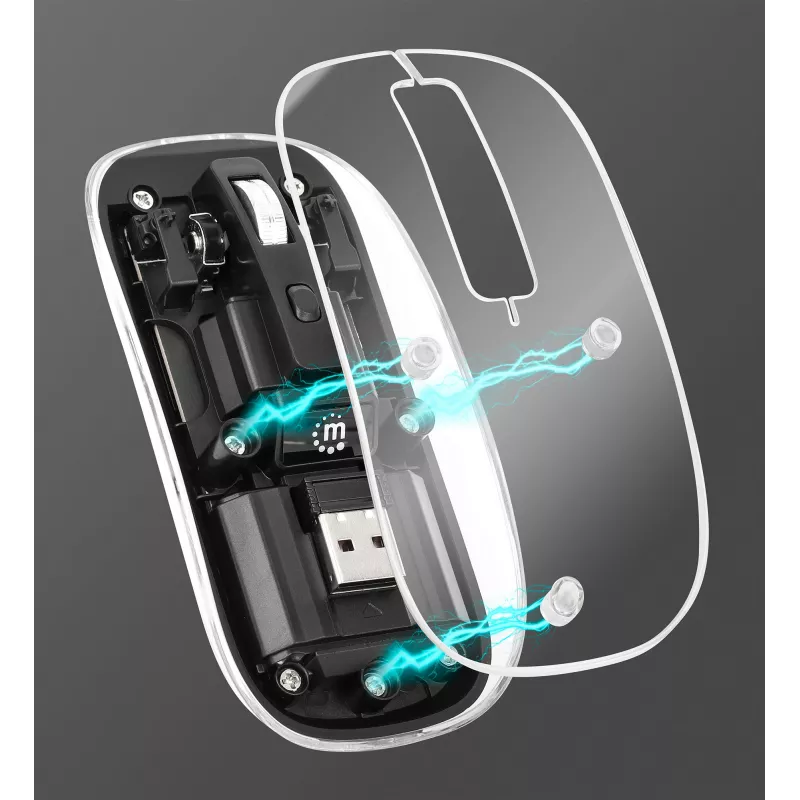 Draadloze muis Manhattan transparant oplaadbaar USB