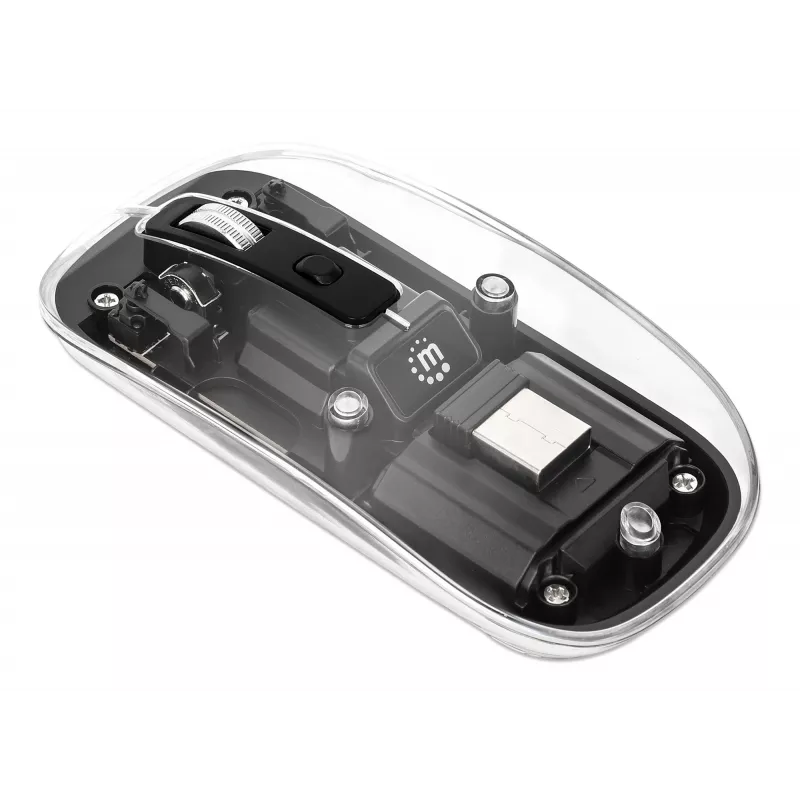 Draadloze muis Manhattan transparant oplaadbaar USB