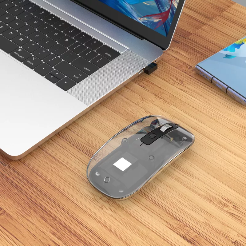 Draadloze muis Manhattan transparant oplaadbaar USB