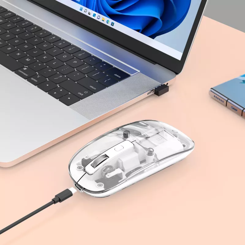 Manhattan transparante oplaadbare draadloze USB-muis