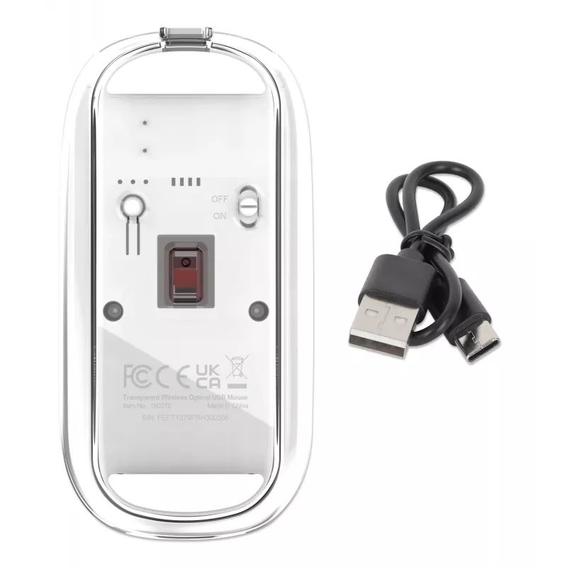 Manhattan transparante oplaadbare draadloze USB-muis