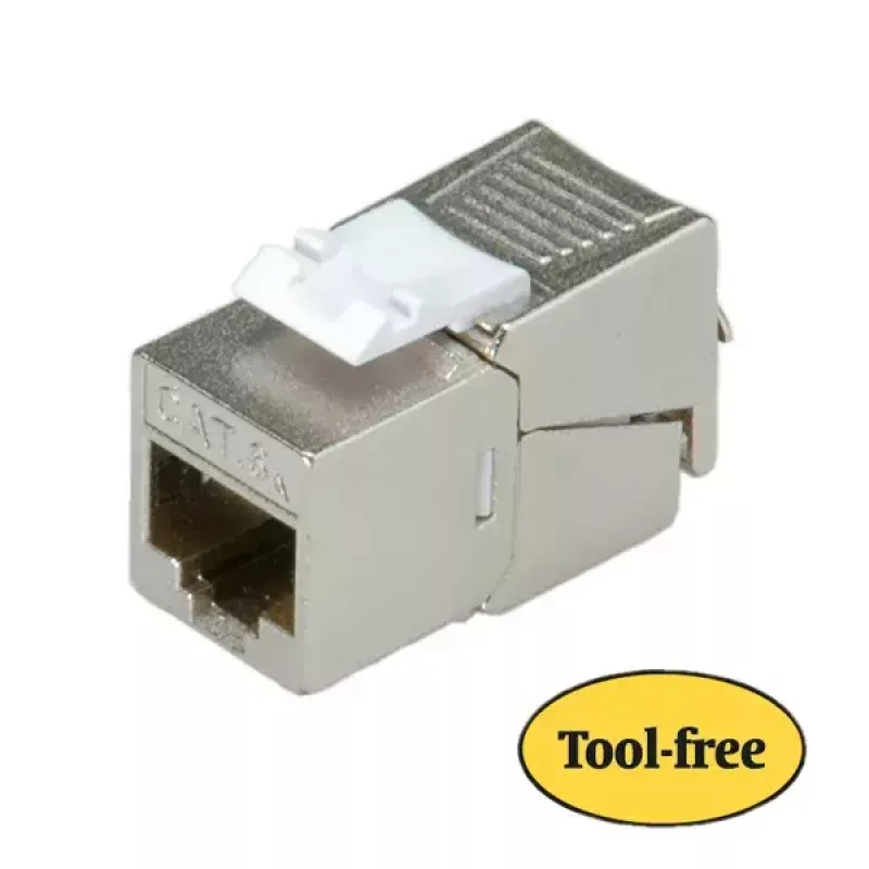 Keystone-bus ROLINE Cat.6a RJ-45 afgeschermd, gereedschapsloos, slank, zilver