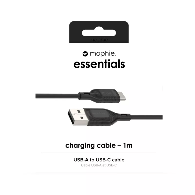 Mophie Essentials oplaadkabel | 1 m USB-kabel USB 2.0 USB A naar USB C zwart