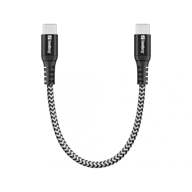 USB-C-kabel Sandberg Survivor 0,2 m 100 W zwart wit