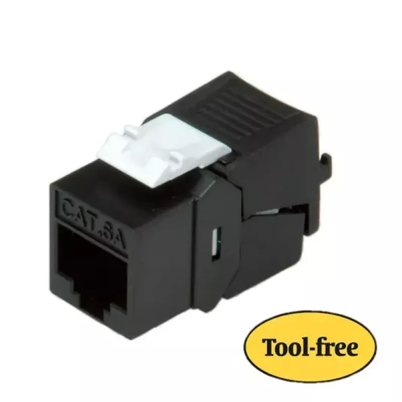 Keystone Jack ROLINE Cat. 6a RJ-45 ongeïsoleerd gereedschapsloos slank zwart