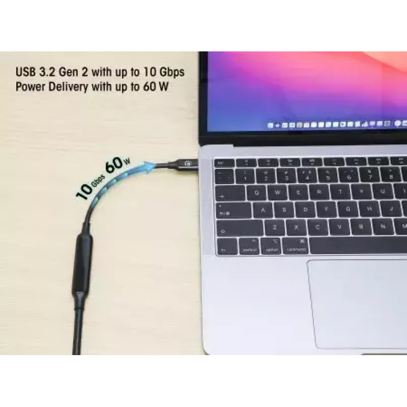 USB-C-kabel Manhattan 5m actief stekker op stekker 10 Gbit/s 3A zwart