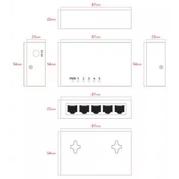 Lanview LVN-DESK-5PORT-1G unmanaged 5-poorts gigabit ethernet-switch