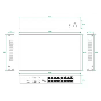 Unmanaged switch Lanview LVN-1U-16PORT-1G 16-poorts 1 Gbit/s ethernet, rackmontage 1U