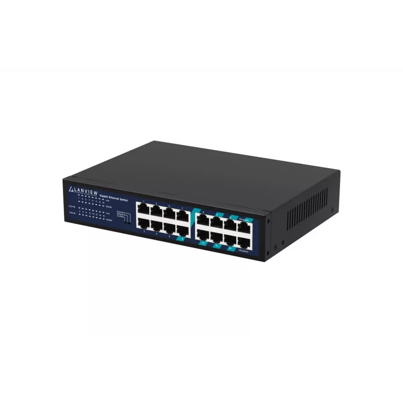 Unmanaged switch Lanview LVN-1U-16PORT-1G 16-poorts 1 Gbit/s ethernet, rackmontage 1U