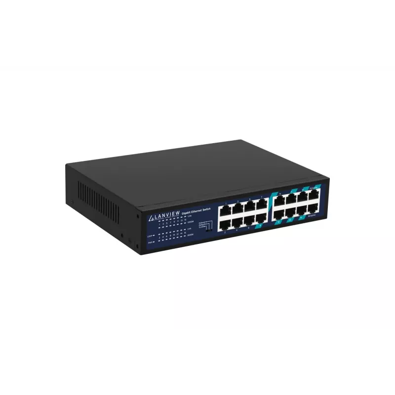 Unmanaged switch Lanview LVN-1U-16PORT-1G 16-poorts 1 Gbit/s ethernet, rackmontage 1U