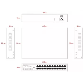 Unmanaged switch Lanview LVN-1U-24PORT-1G — 24-poorts full-gigabit rackmount