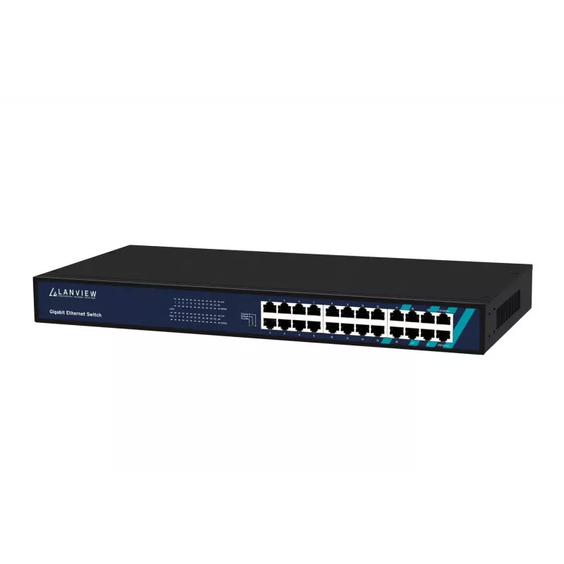 Unmanaged switch Lanview LVN-1UMOUNT-24PORT-1G 24-poorts gigabit ethernet switch, 1U-inbouw