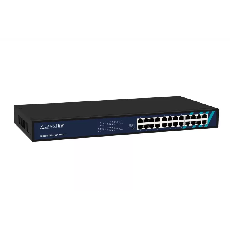 Unmanaged switch Lanview LVN-1UMOUNT-24PORT-1G 24-poorts gigabit ethernet switch, 1U-inbouw