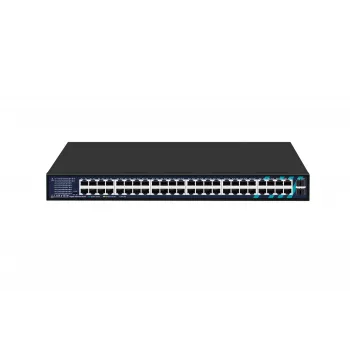 Lanview unmanaged switch LVN-1UMOUNT-48PORT-2SFP-1G — 48x RJ45 1G-poorten, 2x SFP-uplinks