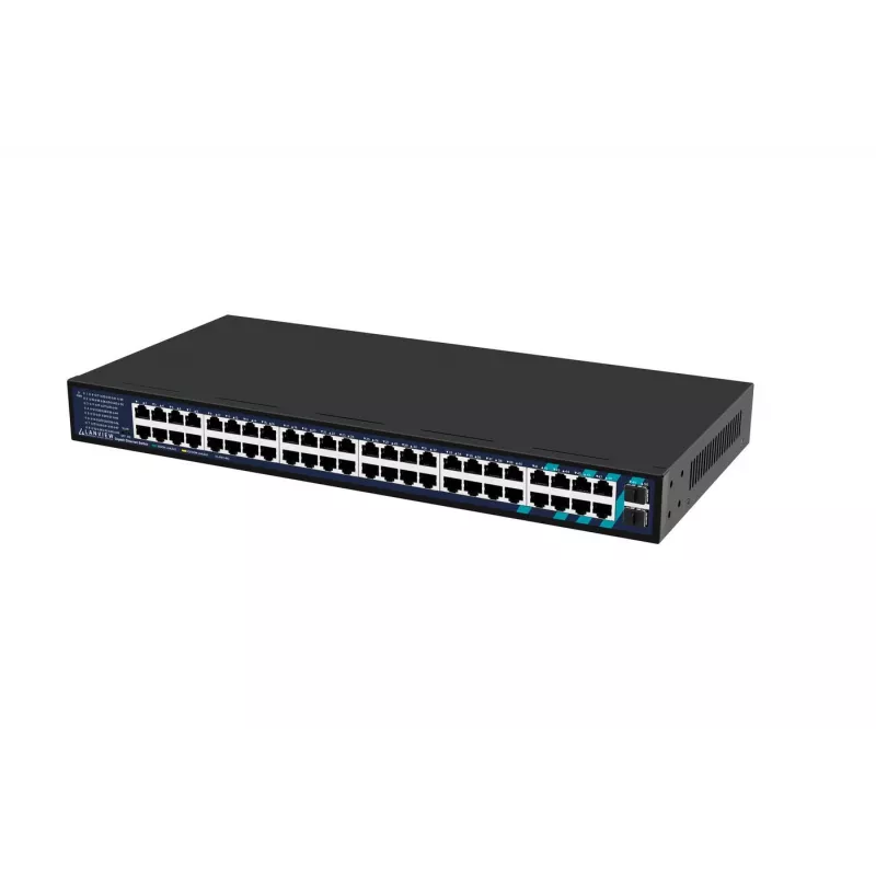 Lanview unmanaged switch LVN-1UMOUNT-48PORT-2SFP-1G — 48x RJ45 1G-poorten, 2x SFP-uplinks