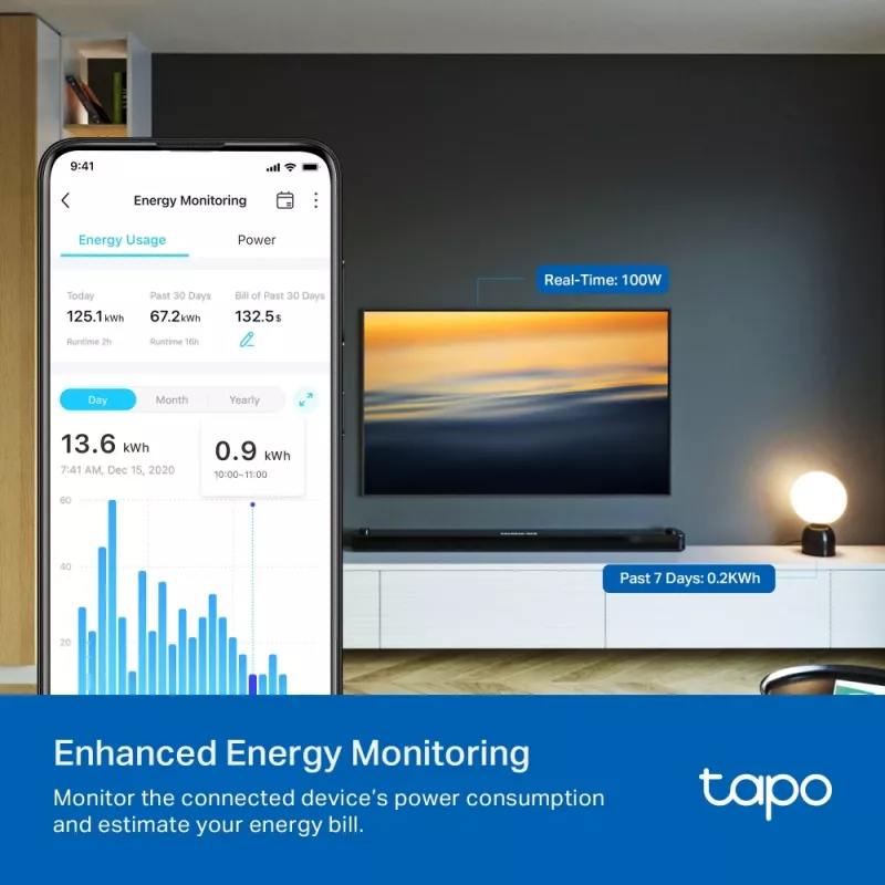 TP-Link Tapo P110 Mini slimme wifi-stekker, energiemonitoring (2 stuks)