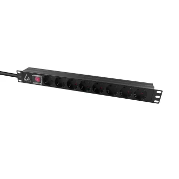 Lanview 19-inch rack stekkerdoos 1U 10A, 8x Schuko (LVR-2MSCH-SCH-C13-8)