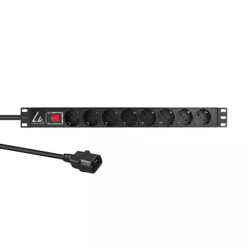 Lanview 19-inch rack stekkerdoos 1U 10A, 8x Schuko (LVR-2MSCH-SCH-C13-8)