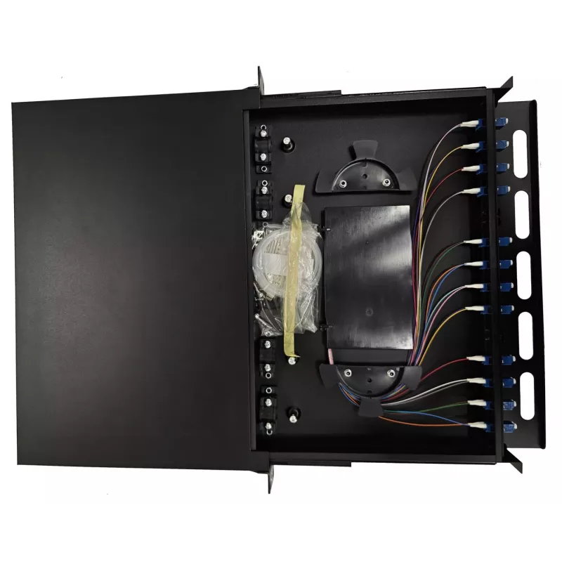 Lanview LVO-101015 uitschuifbaar glasvezelpaneel ODF, 1U, 24 vezels, LC, SM OS2