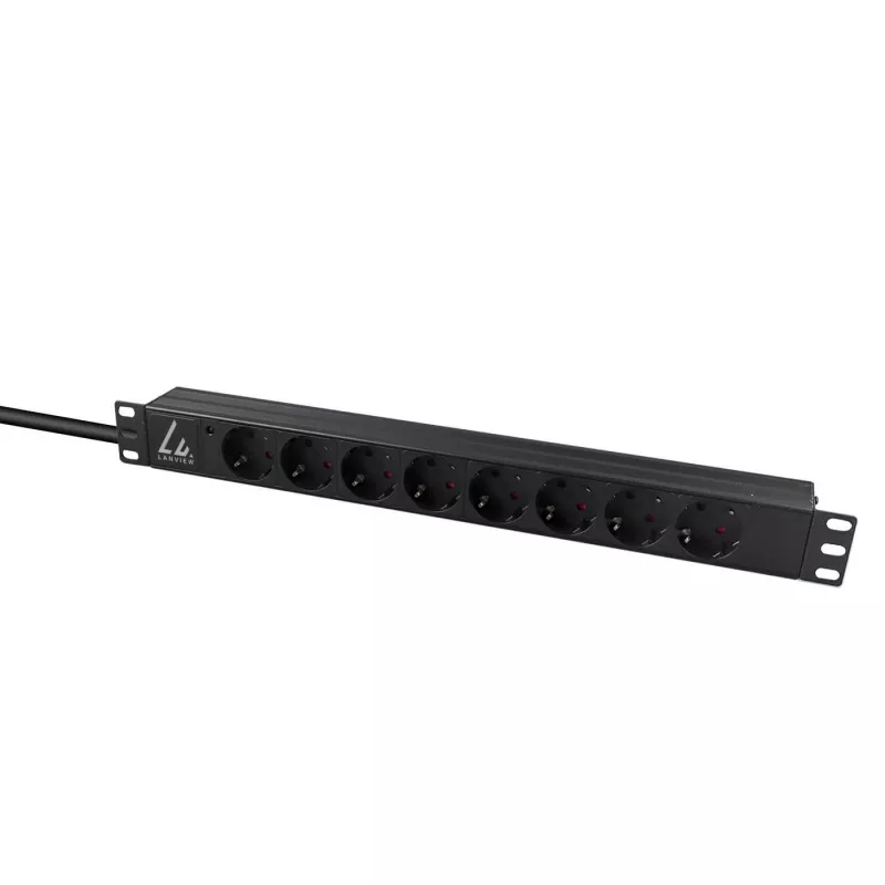 Lanview LVR-2MSCH-LIC-SCH8 stroomverdeleenheid (PDU) 8 AC-uitgangen 1U zwart