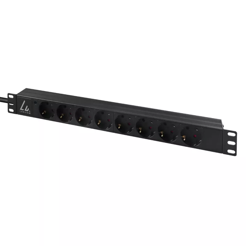 Lanview LVR-3MIEC-LIC-SCH8 stroomverdeleenheid (PDU) 8 AC-uitgangen 1U zwart