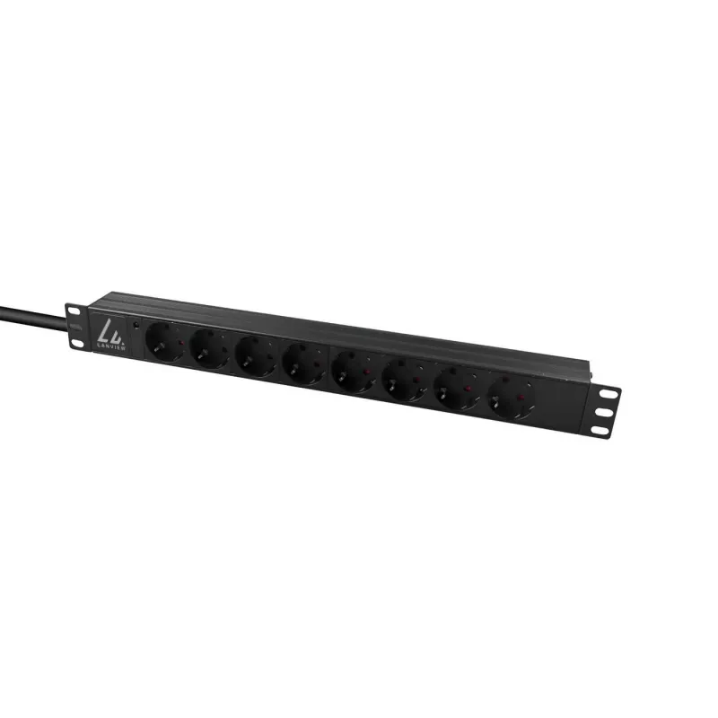 Lanview LVR-3MSCH-LIC-SCH8 stroomverdeleenheid (PDU) 8 AC-uitgangen 1U zwart