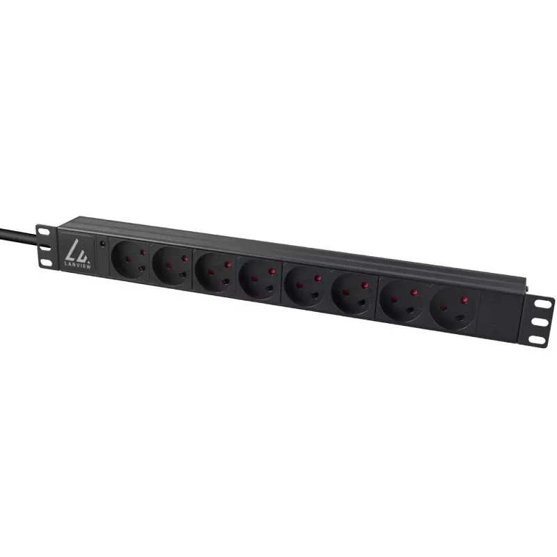 Lanview LVR-2MDK-LIC-DK8 stroomverdeleenheid (PDU) 8 AC-uitgangen 1U zwart