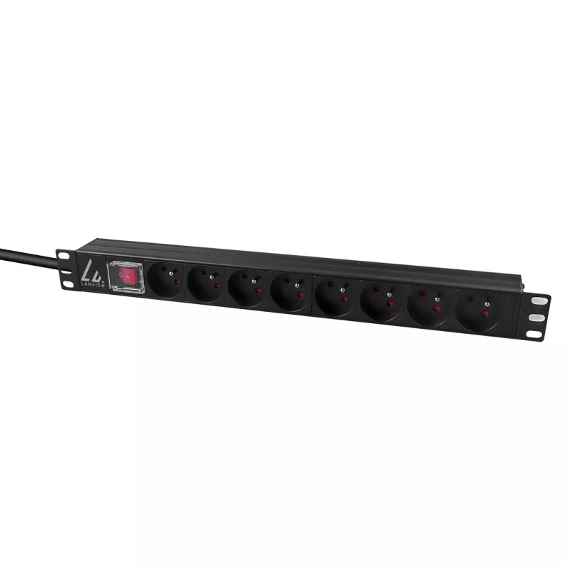 Lanview LVR-2MSCH-SW-C13-8 stroomverdeleenheid (PDU) 8 AC-uitgangen 1U zwart