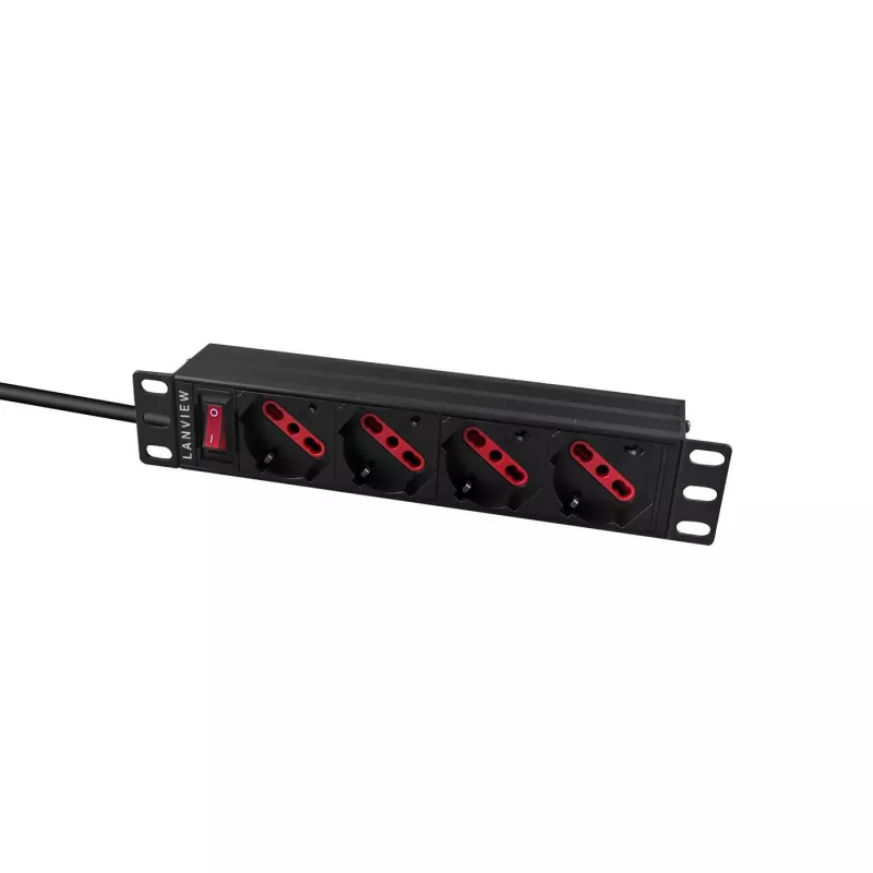Stekkerdoos Lanview LVR-2MIT-SW-IT4 1U zwart 2m kabel