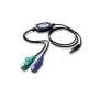 ATEN PS/2-naar-USB-adapter, 0,9 m, 2x 6-polige Mini-DIN, USB A, stekker, bus, zwart