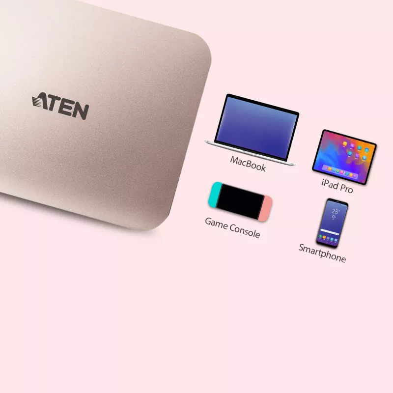 ATEN UH3235 USB-C 4K ultra mini-dock met power passthrough