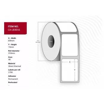 Capture CA-LB3016 labelprinteretiket wit